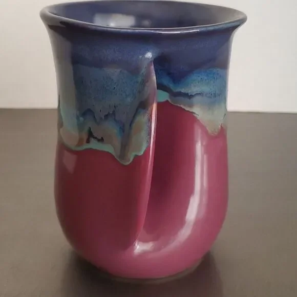 Naher Clay in Motion Purple Passion Handwarmer Mug Cup Left Hand Signed 14 oz - Picture 4 of 9